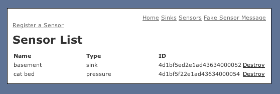 Sinks Sensor List